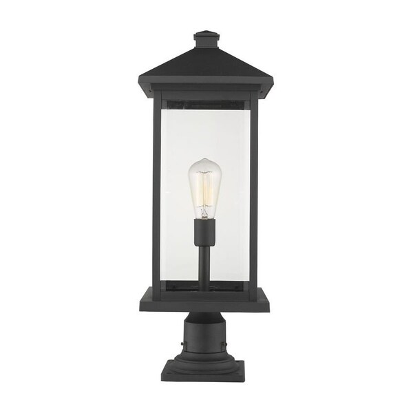 Z-Lite Portland 1 Light Outdoor Pier Mounted Fixture, Black & Clear Beveled 531PHBXLR-533PM-BK - main